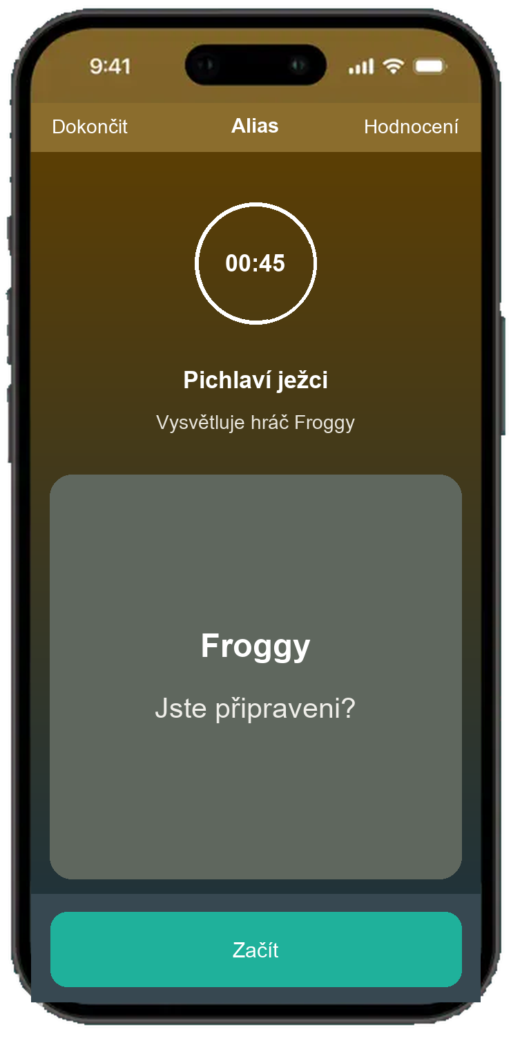 Alias kulatá obrazovka s 45 sekundovým časovačem