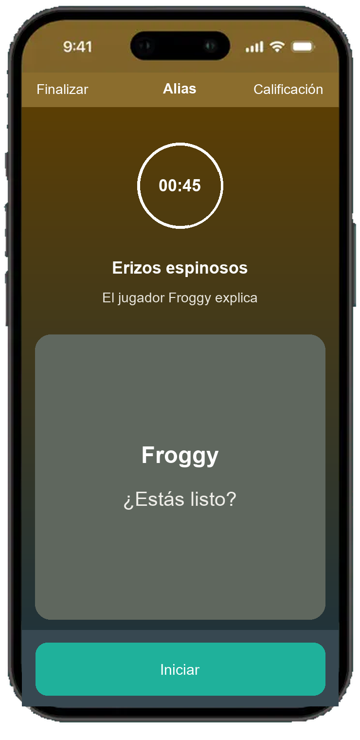 Alias pantalla redonda con temporizador de 45 segundos