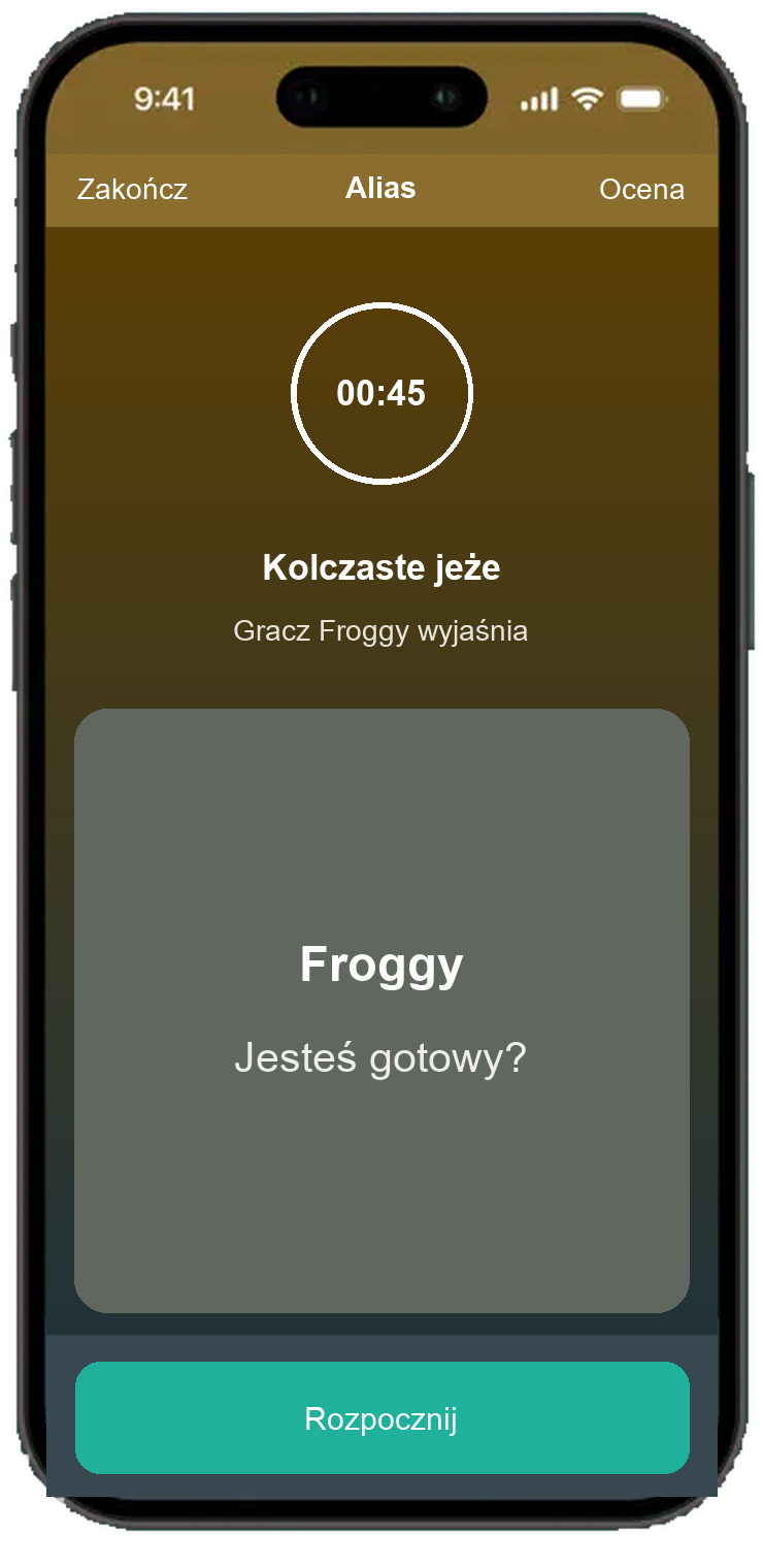 Alias okrągły ekran z 45-sekundowym timerem