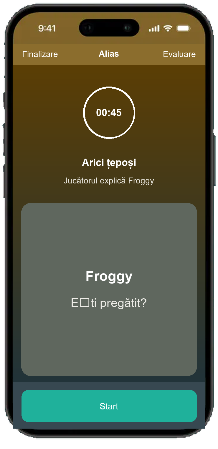 Alias ecran rotund cu un temporizator de 45 de secunde